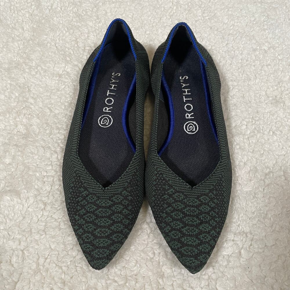 Rothy's The Point Emerald Green Python Ballet Fla… - image 1